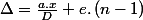 \Delta=\frac{a.x}{D}+e.\left(n-1\right)